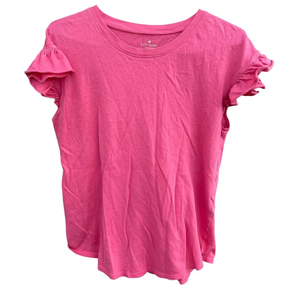 KATE SPADE NEW YORK Pink Ruffle Sleeve Short Sleeve Top